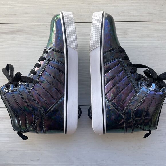 HEELYS Uptown Youth Size 5 Skate HIGH TOP Shoes Purple GLITTER Disco Sneaker EUC - Picture 6 of 8